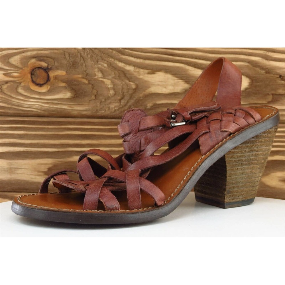 Lucky Brand Sz 9 M Brown Open Toe Pump Leather Kisa